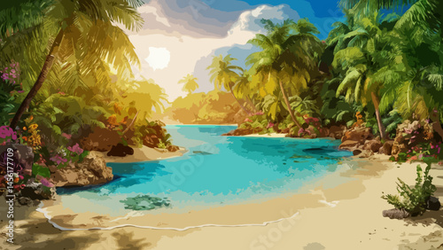 Tropical beach illustration