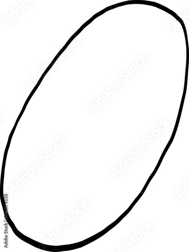 Slanted oval frame with sketchy lines and playful tilt