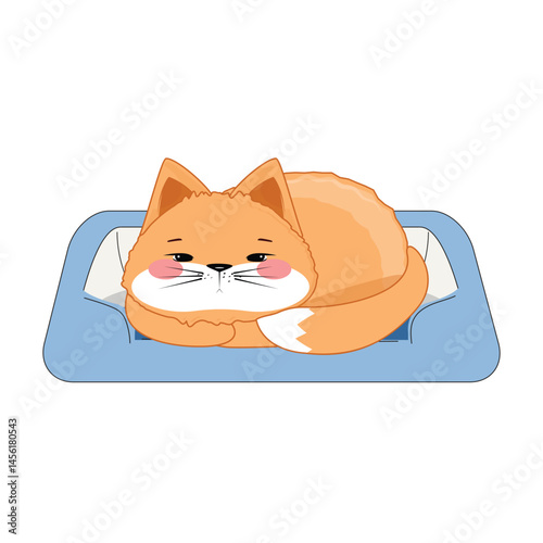 Adorable kitten napping in soft cat bed, comfortable animal furniture, perfect for home pet decor