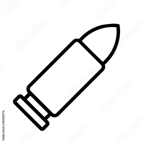 single bullet cartridge with pointed tip and cylindrical casing. ammunition, firearms, military force, ballistic technology, weaponry, and defense 