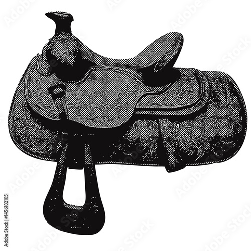 wild west horse saddle. western vintage halftone grunge vector design element