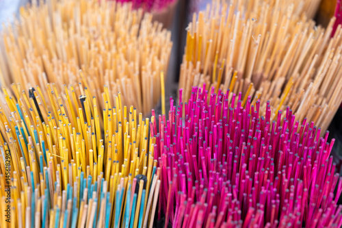 Obraz na plátně Colorful incense sticks on a market stall in India, agarbatti used for religious
