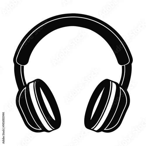 Classic headphones silhouette vector.