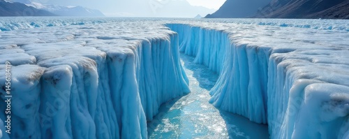 Ice flows carve deep grooves in ancient rock, revealing blue glacial ice , nature photography, environment, nature