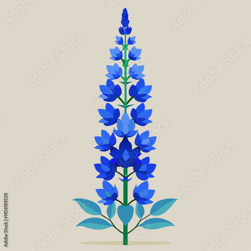 A blue flower with a blue stem. The flower is tall and has a blue color