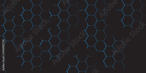 Abstract vector design features a blue hexagonal pattern with lightning texture