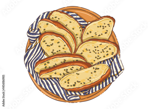 basket with bread Garlic Bread