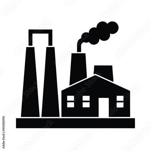 factory pollution stencil icon silhouette vector illustration