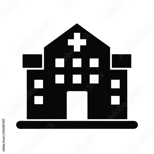 hospital building stencil icon silhouette vector illustration