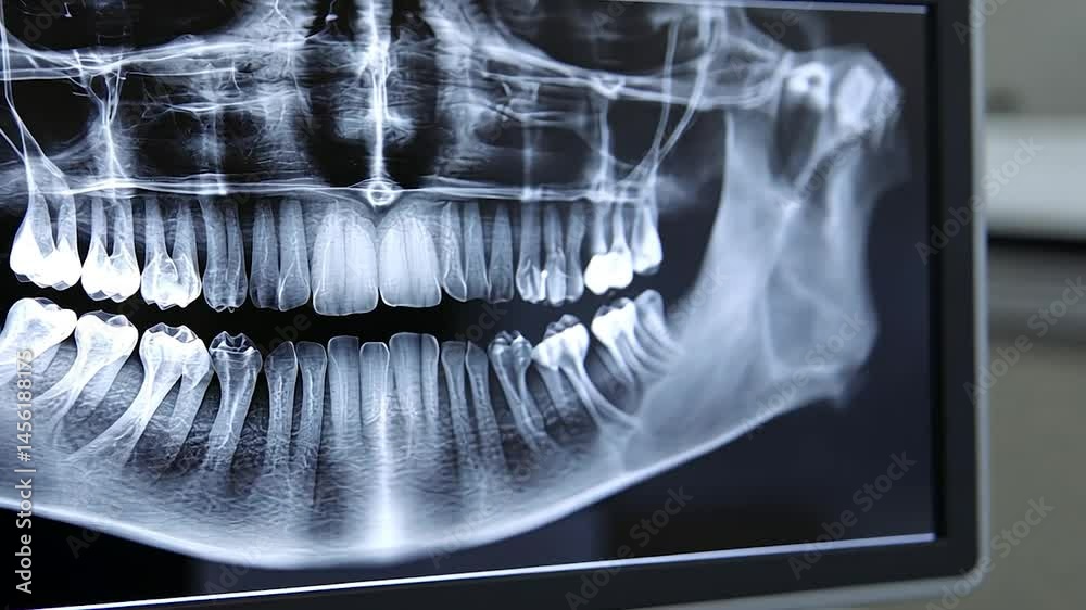 Dental X-ray displayed on a monitor
