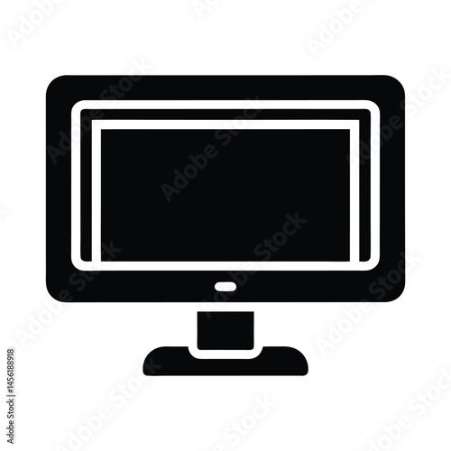 monitor stencil icon silhouette vector illustration