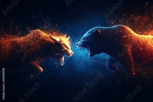 Fierce bull and bear battle