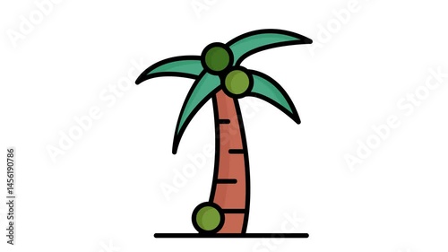 Coconut tree animated icon. animated icon related to agriculture. suitable for user interface, provide visual feedback and more. alpha channel, transparent background