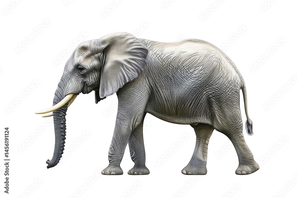 Obraz premium Elephant Walks with Majestic Presence. Illustrative Animal art.