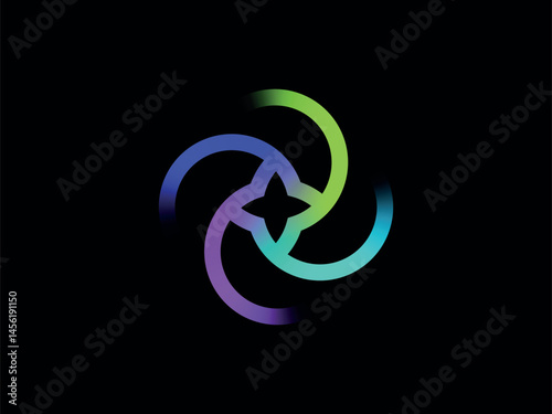 colorful swirl logo with spark