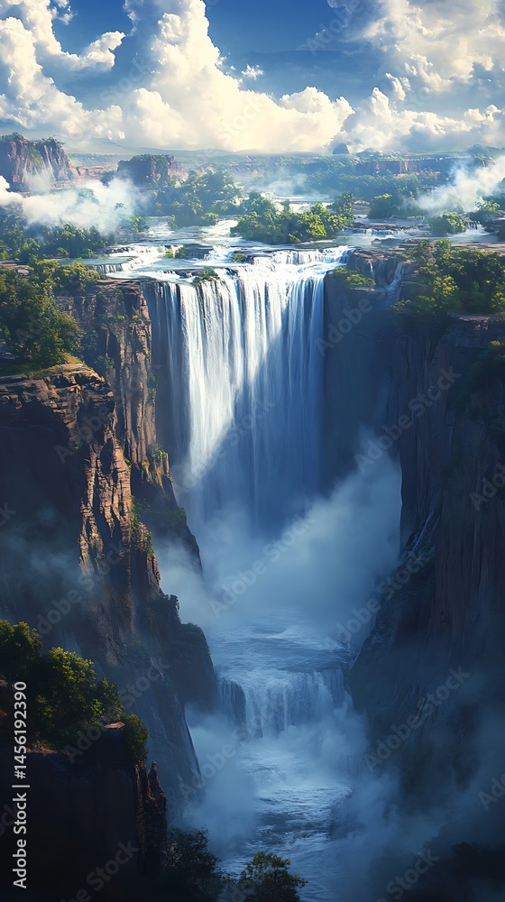 Naklejka premium Scenic waterfall landscape