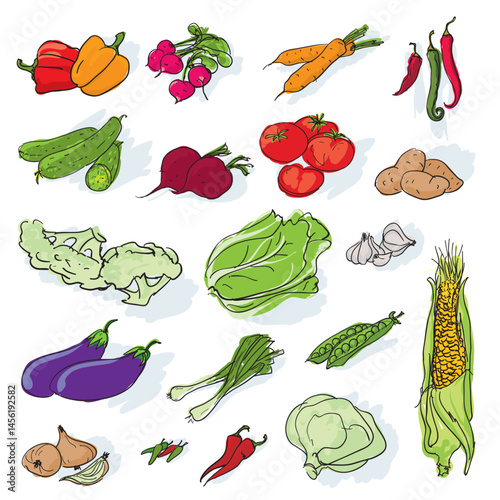 Flat design vegetable menu icon set