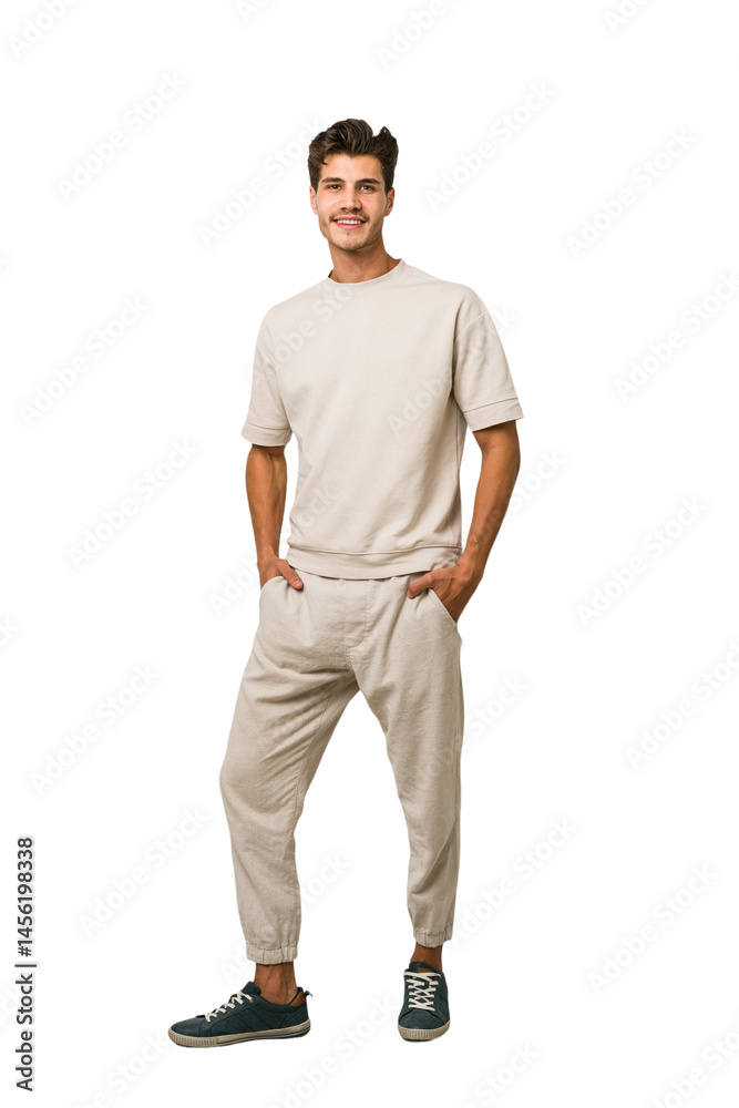 Fototapeta premium Young caucasian man full body isolated on white background