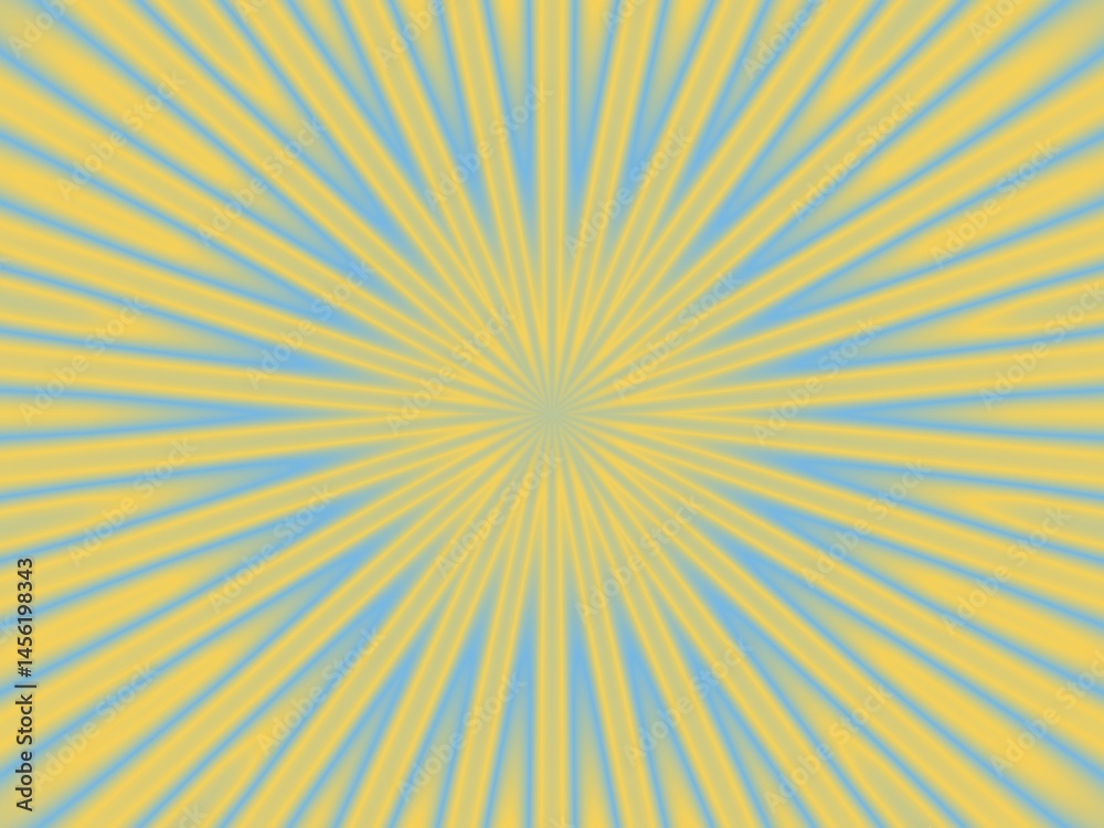 Fototapeta premium An abstract background with a sunburst pattern. Alternating light blue and yellow rays emanate from a central point, creating a radiant effect.