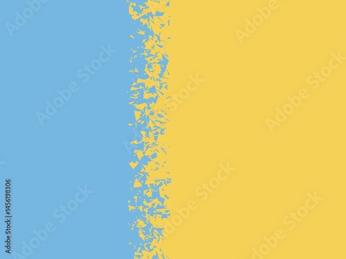 An abstract background with a vertical division between light blue and yellow.  A fragmented, textured yellow stripe separates the two solid colors.