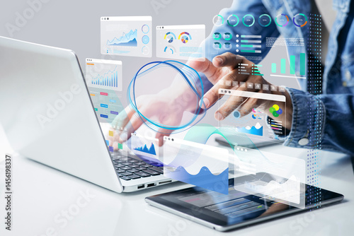 Advanced technology Artificial Intelligence for business management and strategy.big data analytics dashboard.intelligence system