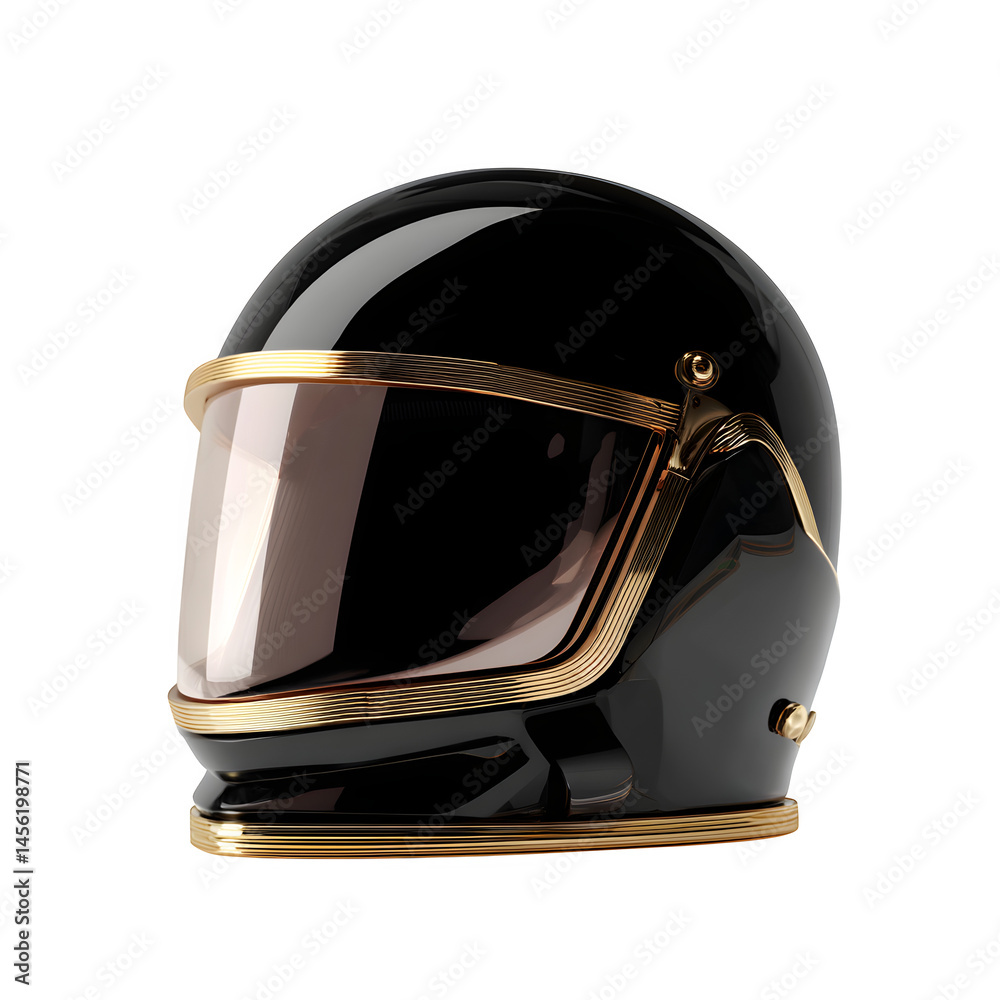 Fototapeta premium digital helmet with golden trim, isolated on white background