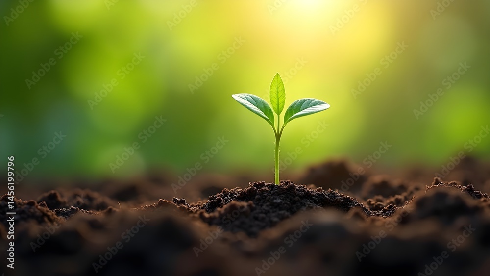 Emerging Sprout: New Life Breaks Through Soil, Bathed in Sunlight, Signifying Hope and Fresh Beginnings Emerging Sprout: New Life Breaks Through Soil, Bathed in Sunlight, Signifying Hope and Fresh Beginnings