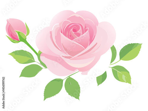 Vintage Style Watercolor Flower Vector Illustration