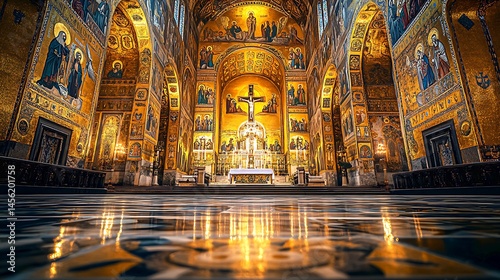 Byzantine Gold Mosaic Tiles: Elegant Religious Art Design, Perfect for Backgrounds and Textures icon