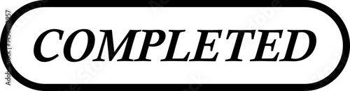 Completed stamp icon. Black line education minimalist design for digital and print projects graphic illustration making a huge impact on visual aesthetics vector isolated on transparent background.