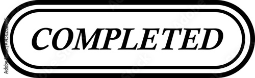 Completed stamp icon. Black line education minimalist design for digital and print projects graphic illustration making a huge impact on visual aesthetics vector isolated on transparent background.