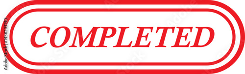 Completed stamp icon. Red line education minimalist design for digital and print projects graphic illustration making a huge impact on visual aesthetics vector isolated on transparent background.