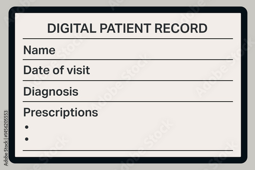 Digital patient record form with blank fields and lines.