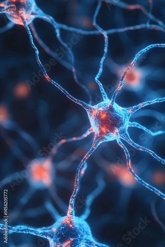 Scientific illustration of interconnected neurons in vibrant colors. Leadership development decision-making and coaching concept.