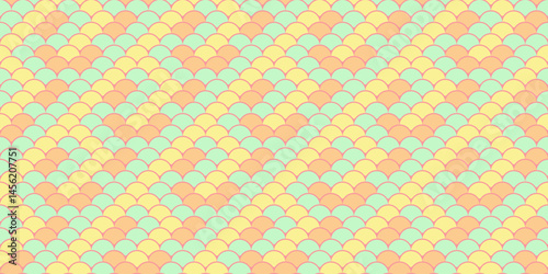Abstract pastel fish scale pattern.  Perfect for backgrounds, textiles, or vibrant branding.  This cheerful, geometric design offers a playful yet sophisticated aesthetic.