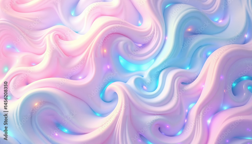 Fototapeta premium Colorful holographic background with abstract swirls and glowing patterns in pastel tones