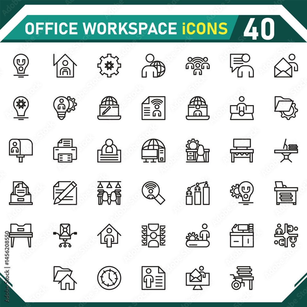 Fototapeta premium Office Workspace Icons