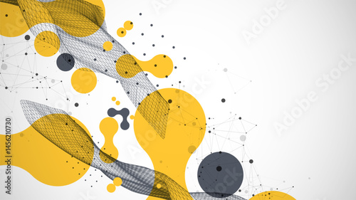 The abstract wave is made in a frame style. Template for science and technology presentation. Vector art.