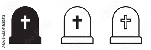 Tombstone icon. Rip grave icons set.