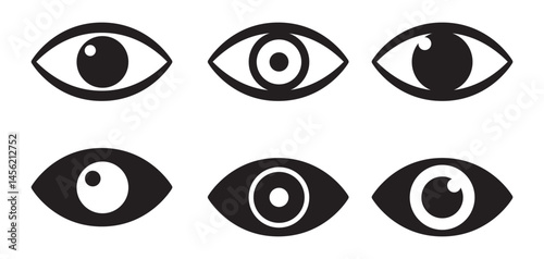 Eye icon, hyman eyeball icons set.