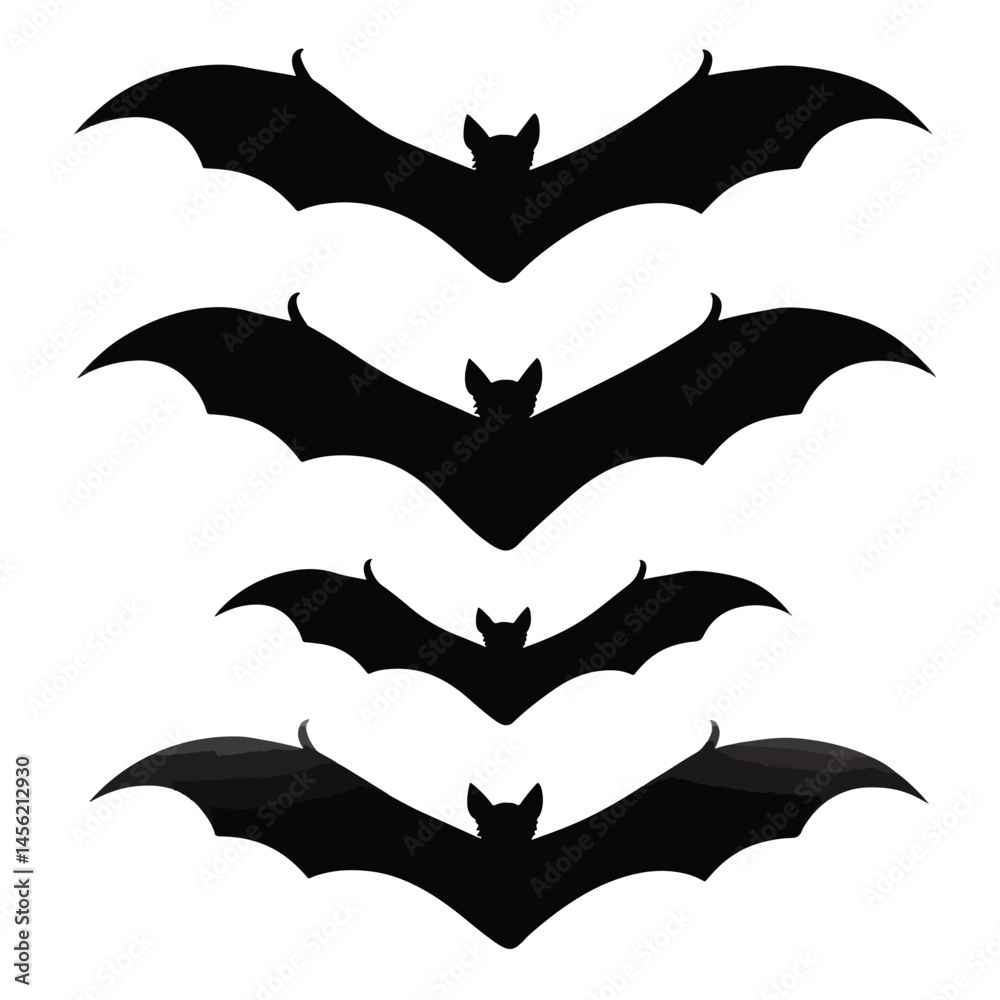 Vector silhouette set of bat on white background Vector silhouette set of bat on white background