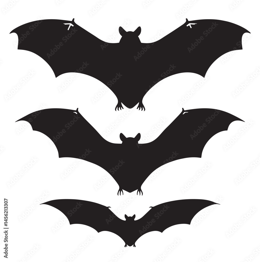Fototapeta premium Vector silhouette set of bat on white background