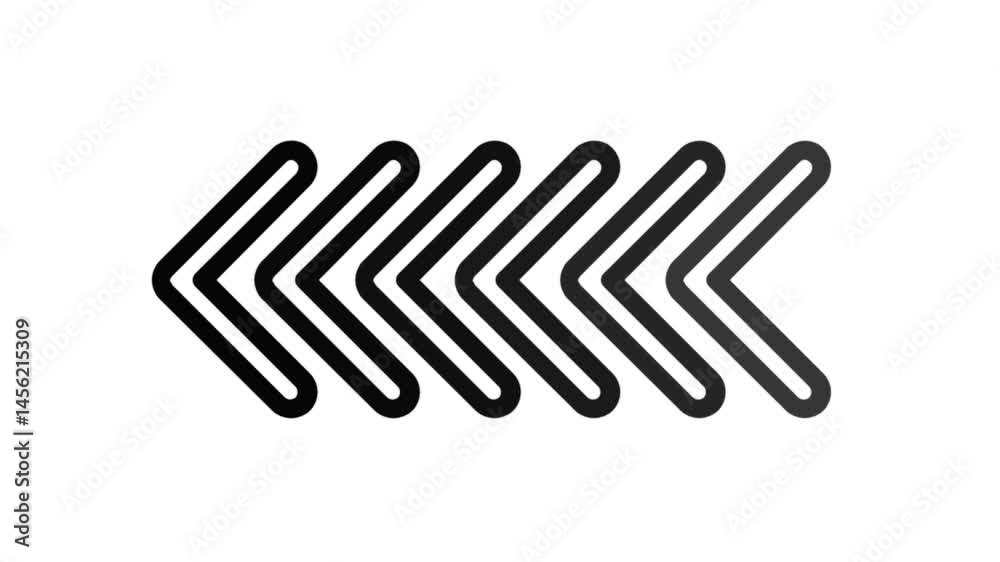 left directional arrow loop animation. arrow loading icon concept animation. Arrow Loop Animation video direction concept. Blinking arrow navigation. Animated arrows for the overlay video layer.