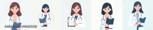 Vector of a female doctor holding a medical prescription