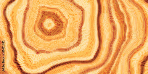 Log cut, wood texture, tree rings pattern, vector background