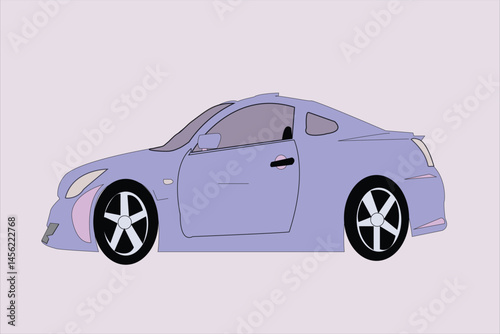 Purple modrn car on bright grey background