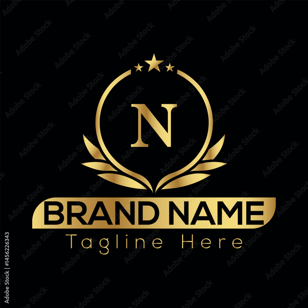 Golden vector illustration of a dollar symbol with a vintage gold design N logo design Golden vector illustration of a dollar symbol with a vintage gold design N logo design