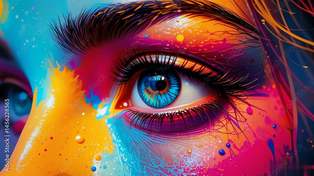 blinking eye animation surreal digital art and abstract motion effects