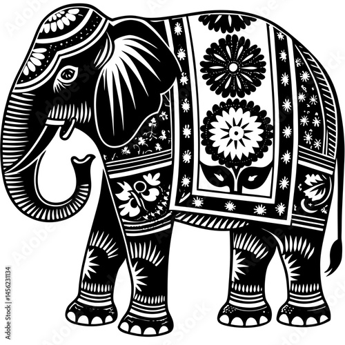An Elephant with a Chinese cot vector image.