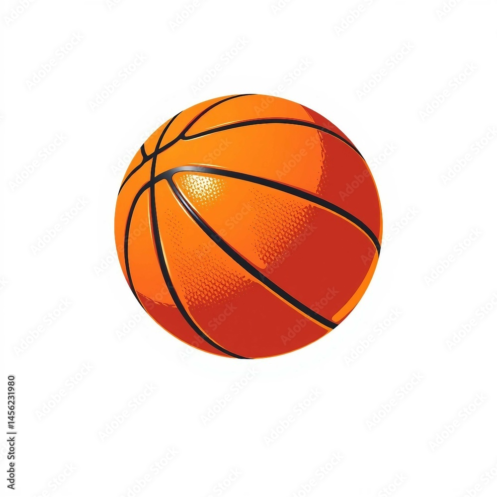 Fototapeta premium Realistisch illustrierter Basketball mit strukturierter Oberfläche auf weißem Hintergrund, ideal für Sport- und Freizeitdesigns.